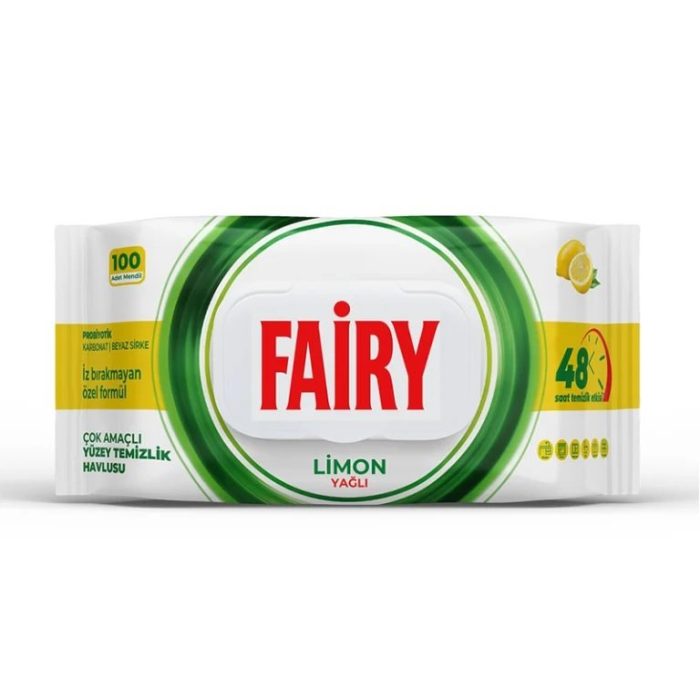 دستمال مرطوب فیری با رایحه لیمو بسته 100 عددی اصل