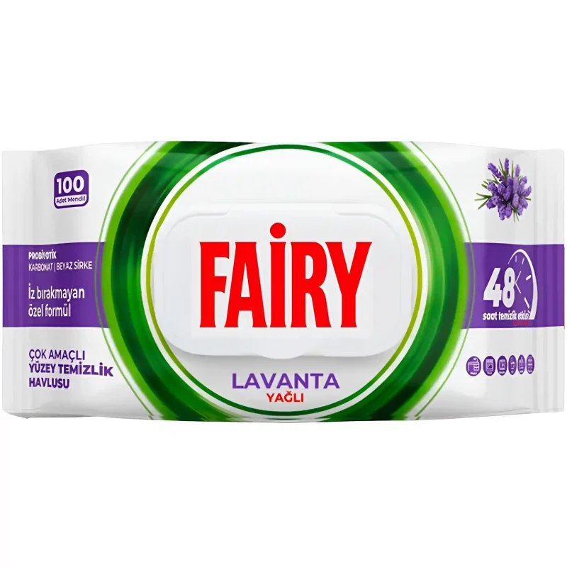 دستمال مرطوب پاک کننده سطوح فیری Fairy Power Wipes با رایحه اسطوخودوس 100 برگ اصل واردات قانونی ارسال از منطقه آزاد ارس