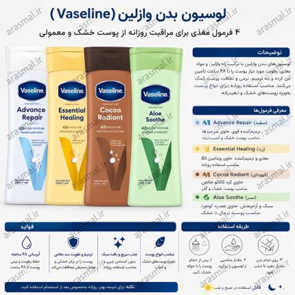 لوسیون بدن وازلین200میل اورجینال