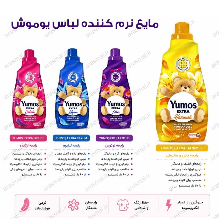 مایع نرم‌کننده لباس یوموش 60 بار مصرف